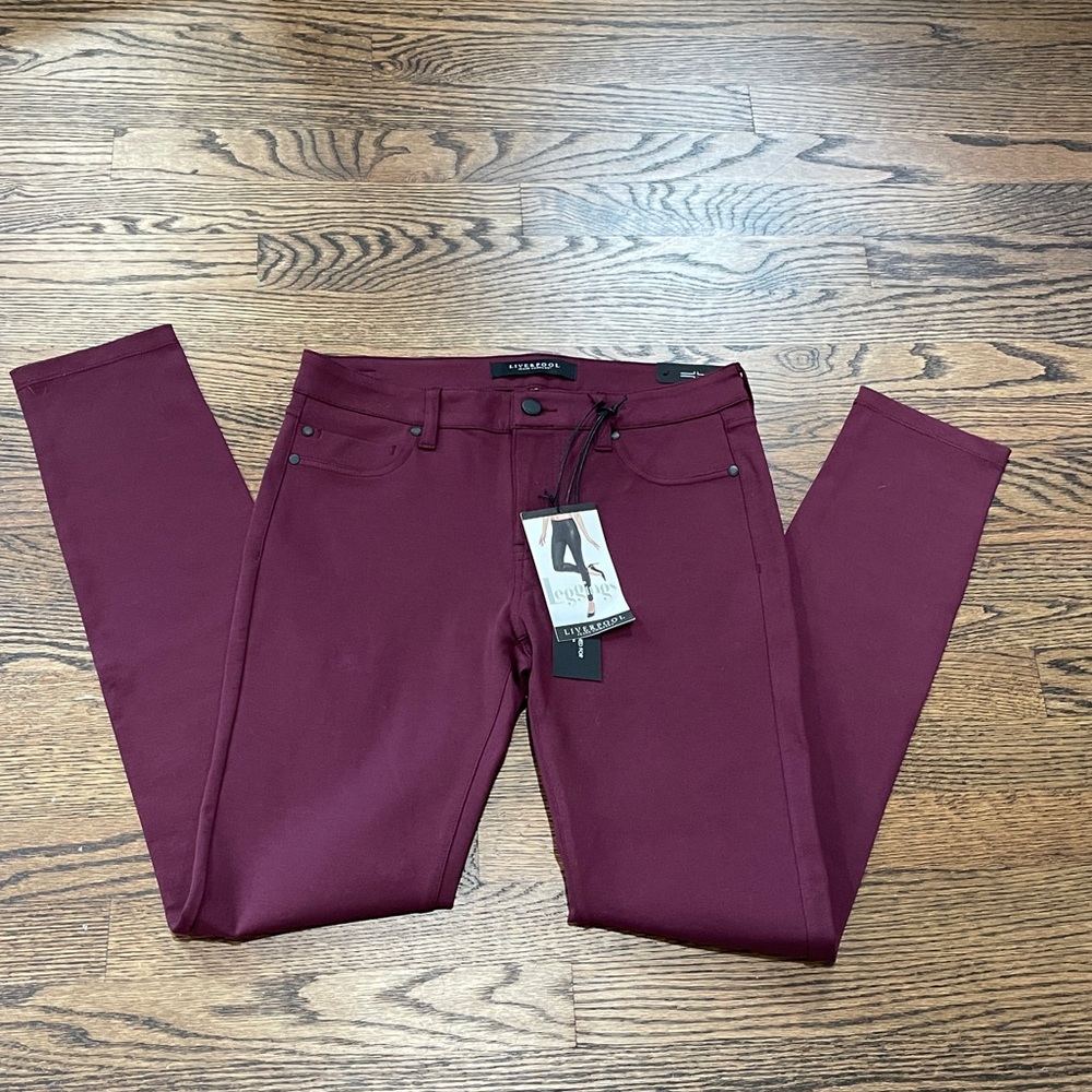 Liverpool Jeans Company NWT  Stitch Fix Wine Stretch Leggings Size 6/28